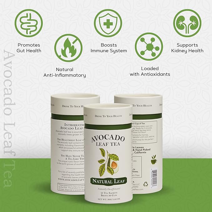 Avocado Leaf Tea Natural Leaf - 2 Pack - Caffeine-free, Healthy Herbal Tea | Immune Support | Cold Brew or Hot Tea-30 Tea Bags | 60 Servings (Gluten Free & Non-GMO) - Bloomnest