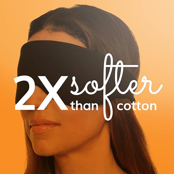 Happyluxe Escape Sleep Mask - Buttery Soft Airplane Eye Mask for Sleeping or Napping in Bed. Machine Washable. - Jet Black, Made in USA - Bloomnest