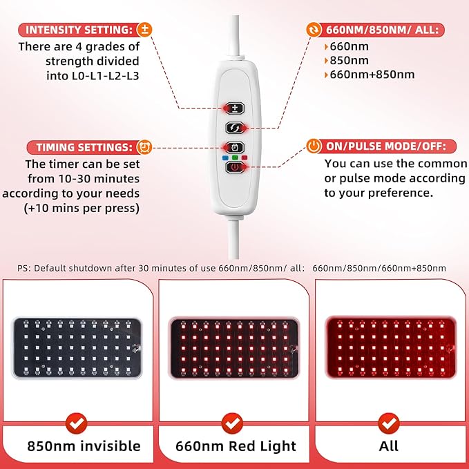 Red Light Therapy, Handheld Red Light Therapy for Face with Adjustable Stand, 660nm & 850nm Infrared Red Light Therapy Device at Home and Office Use SAVILER