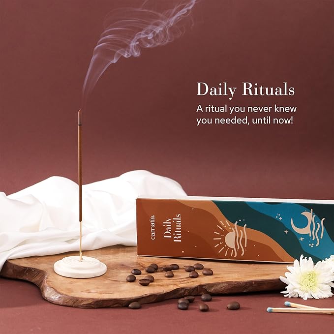 Carnatia Daily Rituals Incense Sticks Set – Coffee & Chamomile Scents for Morning Energy & Evening Relaxation | 100% Natural, Handcrafted Incense for Daily Wellness & Mindful Moments