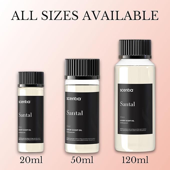 Santal Diffuser Oil – Premium 20ml Santal-Inspired Blend – Sandalwood, Amber, Musk, Cedar, Cardamom – Luxury Fragrance Oil for Ultrasonic & Waterless Diffusers – Made in USA Scentia