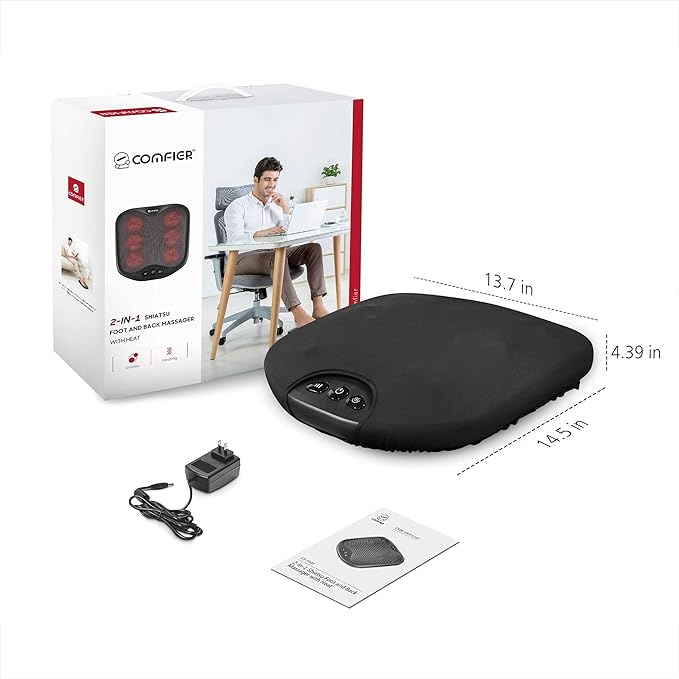 COMFIER Shiatsu Foot Massager with Heat- Kneading Foot & Back Massager with Washable Cover, Feet Warmer for Men,Women, Electric Feet Massager Machine for Plantar Fasciitis,Foot - Bloomnest