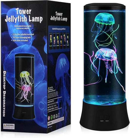 Meloki Floating Jellyfish Lamp - Electric Jelly Fish Light Lamp with Auto Color Changing, Ultra-Quiet Water Pump, Holiday Gift for Kids Men Women, Home Room Mood Decor - Bloomnest