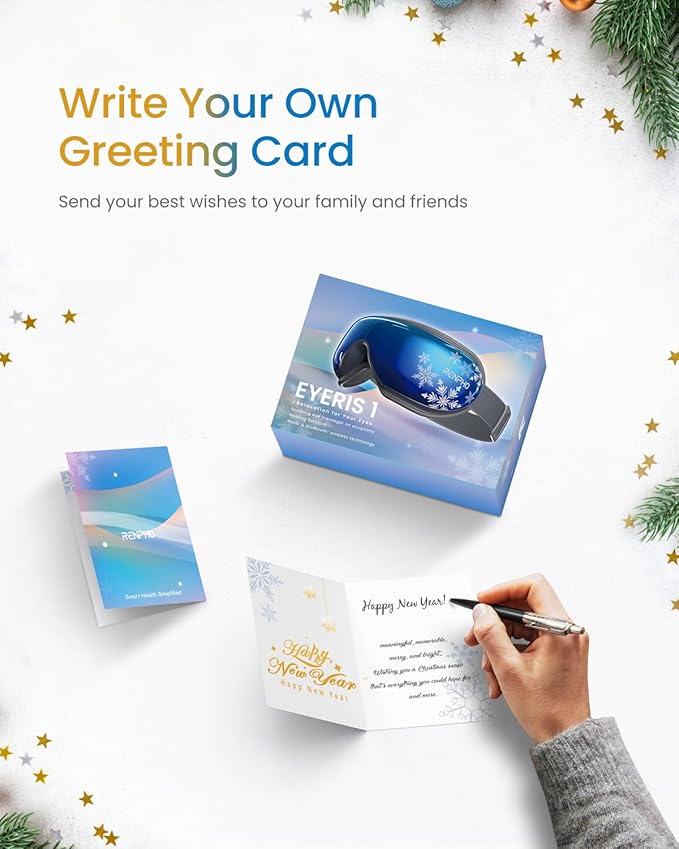 RENPHO Eyeris 1 Eye Massager with Heat&Customized Gift Card, Birthday Gifts for Women/Men, Heated Sleep Mask for Relax, Sleep Eye Care Gifts for Reduce Eye Strain, Improve Sleep - Bloomnest