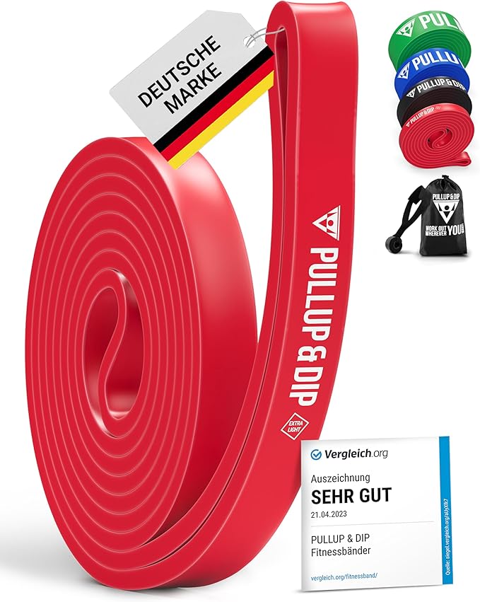 PULLUP & DIP Fitness Bands, Resistance Bands with Bag, Door Anchor (with Sets) and Exercise Guide - Single & in Value Set, Pull-Up Band Fitness Band for Calisthenics - Bloomnest