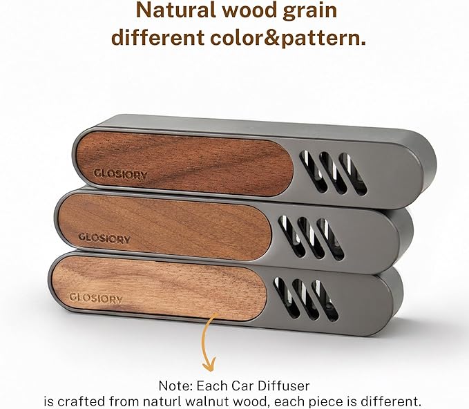 2 Packs Car Air Freshener Diffuser, Essential Oil Diffusers Vent Clip, Perfume Diffuser with 6 Refill Unscent Fiber Sticks, Premium Car Accessories, Metal & Wood design, Custom Scent, Gift For Men - Bloomnest