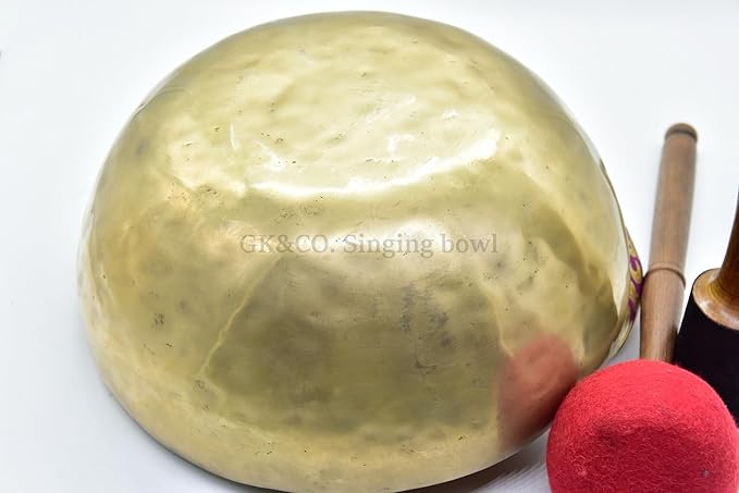 12" Large Master Healing Hand hammered Tibetan Singing Bowl - Great for Meditation, Yoga, Sound Bath, Mindfulness, Relaxation - Cushion, Wooden Mallet & Drumstick Included - Bloomnest