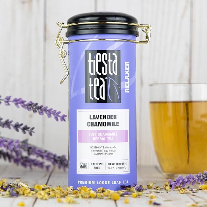 Tiesta Tea - Lavender Chamomile Herbal Tea, Loose Leaf, Calming Blend with Chamomile, Lavender, Lemongrass, Caffeine-Free Herbal, Great for Hot or Iced Brews, Refillable Tin, 50 Cups, 2 Ounce - Bloomnest