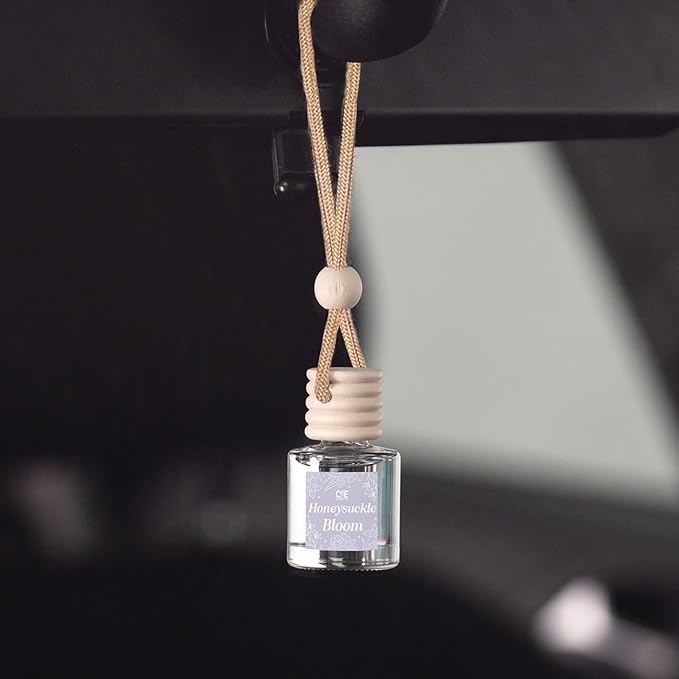 C&E Craft Co Hanging Car Air Freshener Diffuser 2 Pack, Long Lasting Fragrance Oil Car Freshener, Glass Bottle Auto Air Freshener, Made in USA (Honeysuckle Bloom) - Bloomnest