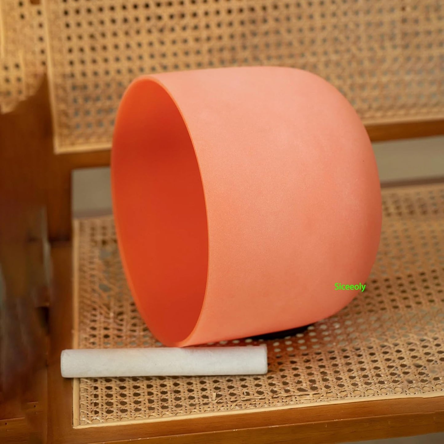 10 inch D Note 432hz Orange Color Crystal Singing Bowl Navel Chakra Meditation Sound Healing with Durable Carrying Case Suede Mallet Striker O-ring