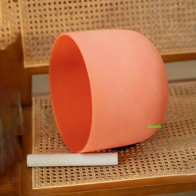 10 inch D Note 432hz Orange Color Crystal Singing Bowl Navel Chakra Meditation Sound Healing with Durable Carrying Case Suede Mallet Striker O-ring - Bloomnest