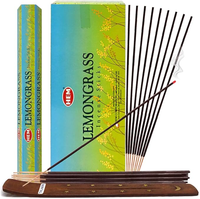 Lemongrass Incense Sticks and Incense Stick Holder Bundle Insence Insense Hem Incense Sticks TRUMIRI