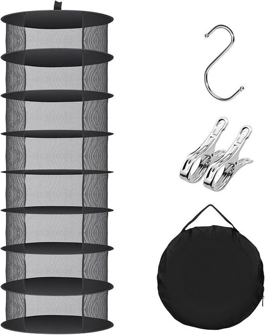 Herb Drying Rack Hanging Collapsible Drying Net for Garden Hydroponic Plant, Flowers, Herbs,Dry Mesh Folding Dryer (8 Layer) - Bloomnest
