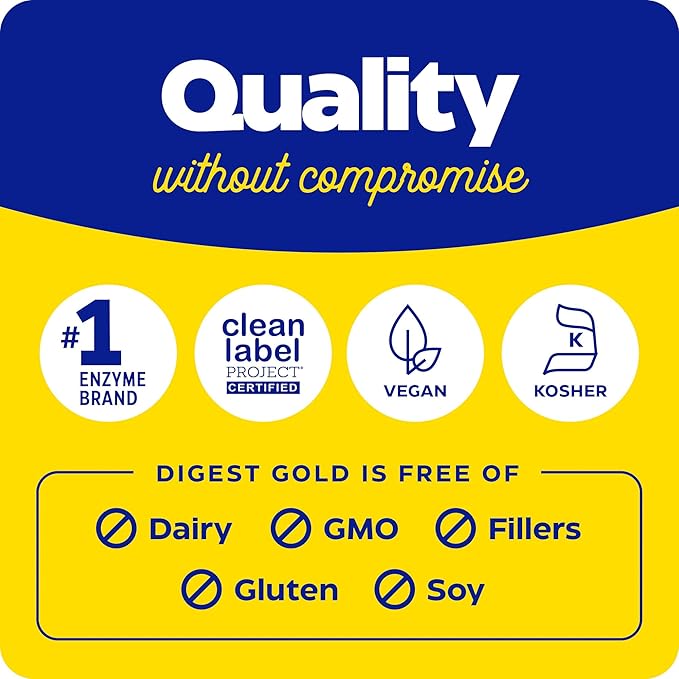 Enzymedica Digest Gold + ATPro, Maximum Strength, Fast-Acting, Helps Digest Large Meals, for Bloating and Gas, 90 Capsules - Bloomnest