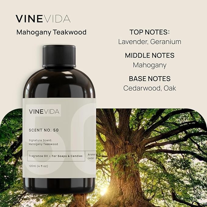 VINEVIDA Mahogany Teakwood Fragrance Oil for Cold Air Diffusers - 16 Fl Oz - Essential Oils for Diffuser Oil Refill & Air Freshener Room Spray - Bloomnest