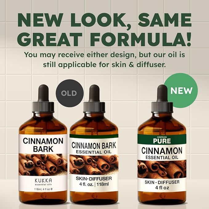 KUKKA Cinnamon Essential Oils - 4 Fl Oz - for Hair, Skin, Diffuser, Aromatherapy & DIY Soap Making Scent - Bloomnest