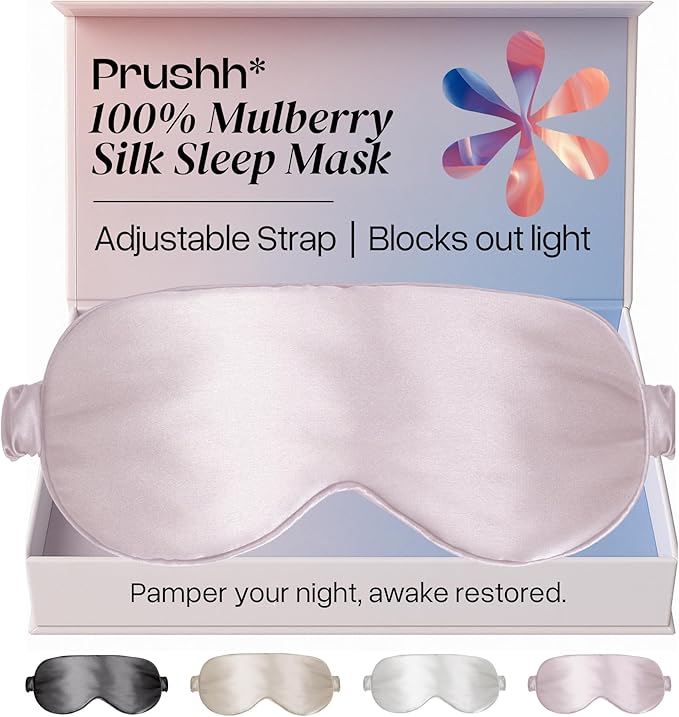Adjustable Silk Sleep Mask Eye Covers | 100% Pure 6A Mulberry Silk | Blackout & Hypoallergenic | Concealed Strap for Women & Men | for Sleeping & Travel (Pink) - Bloomnest
