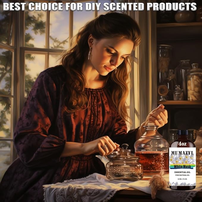 White Musk Essential Oil, White Musk Oil 4 Fl Oz 120ML for Diffuser Humidifier Yoga Cleaning DIY Candle Soap Making Essential Oils - Bloomnest