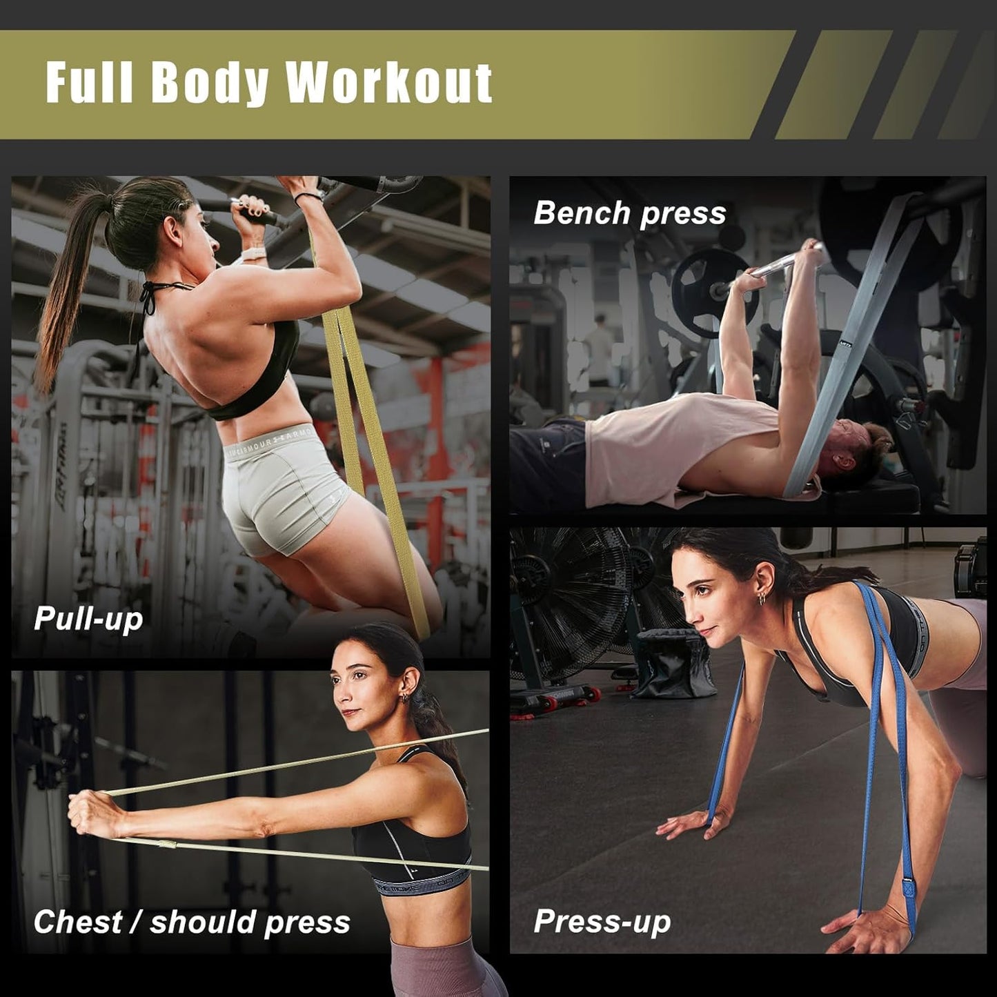 VRTX Fabric Resistance Bands for Men & Women | Long Exercise Band for Workout, Stretch, Yoga, Full Body Training | Soft Mesh Cloth, Non-Slip, High Durability Straps – Single Pack