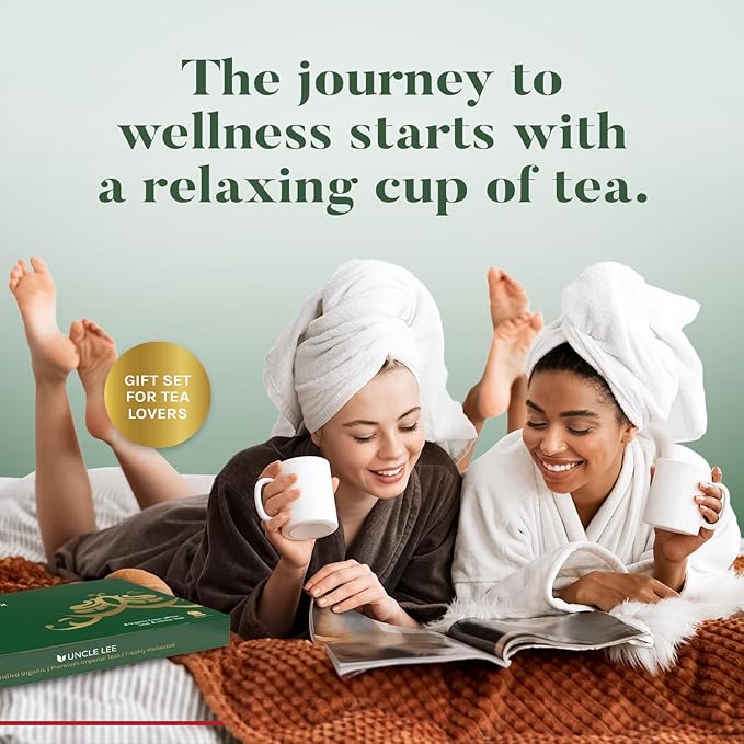 Uncle Lee’s Organic Tea Variety Gift Set – Wellness Collection with 8 Teas (6 Bags Each) in a Premium Gift Box, 3.3 Oz - Bloomnest