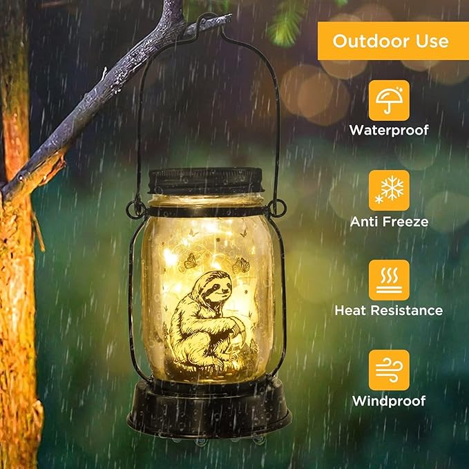 Sloth Gifts for Women/Men/Kids Sloth Animal Lovers Solar Lantern Mom Birthday, Mothers Day, Christmas Animal Gifts, Solar Garden Decoration, Yard, Patio,Backyard,Porch, Torches, Night Light Room Decor - Bloomnest