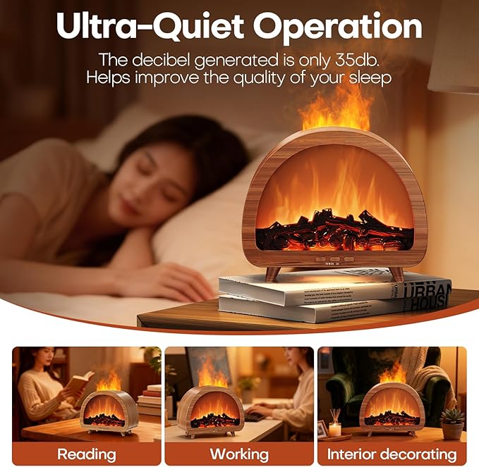 Diffuserlove Fireplace Essential Oil Diffuser Flame Aromatherapy Scent Diffuser Oil Machine Cool Mist Humidifier Colorful Fake Fire Difusor Air Diffusers for Home Room Desk Bedroom - Bloomnest