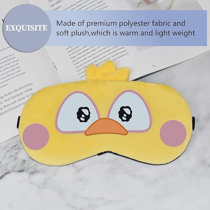 Cute Sleep Masks Cartoon Animal Eye Mask Plush Sleeping Mask & Travel Blindfold - Funny Novelty Eye Shade for Kids, Girls & Adults (Chick) - Bloomnest