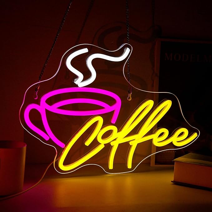 Coffee Bar Neon Sign for Wall Decor LED Cafe Light up Sign for Cafe Coffee Station Bar Shop Business Kitchen Art Decor Party Decorations Gifts USB Powered - Bloomnest