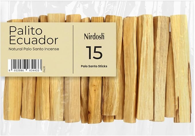 NIRDOSH PALITO - Palo Santo Sticks 100% Natural Wood from Ecuador – 15 Sticks (1.62 oz) – Yoga and Meditation - Bursera Graveolens NIRDOSH