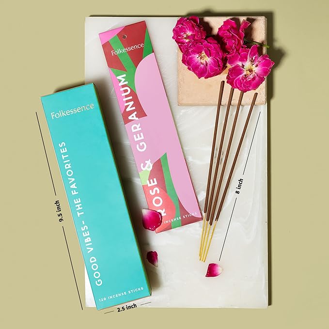 Folkulture Incense Sticks (120 Sticks) | Set of 6 Premium Incense For Meditation, Aromatherapy | No Charcoal,Organic, Non Toxic, 45 Mins, Long Burning Lavender, Frankincense, Nag Champa Insence-Sticks FOLKULTURE