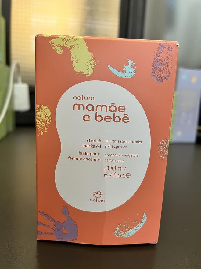 natura - Mamãe e Bebê Mom Stretch Marks Oil - Moisturizing Shower Oil - Skin Elasticity - 100% Vegan - Almond Oil - 97.3% Natural Origin - All Skin - Cruelty Free - Baby Essentials - 6.7 fl oz (200ml) - Bloomnest