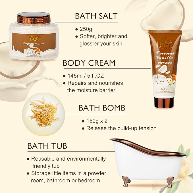 Valentines Day Gifts for Women - 7-Piece Nourishing Bath & Body Gift Set, Bath Collection | Mothers Day Gifts for Mom, Fathers Day, Birthday, Self Care Kit, Christmas Gift, All Occasion Gift - Bloomnest
