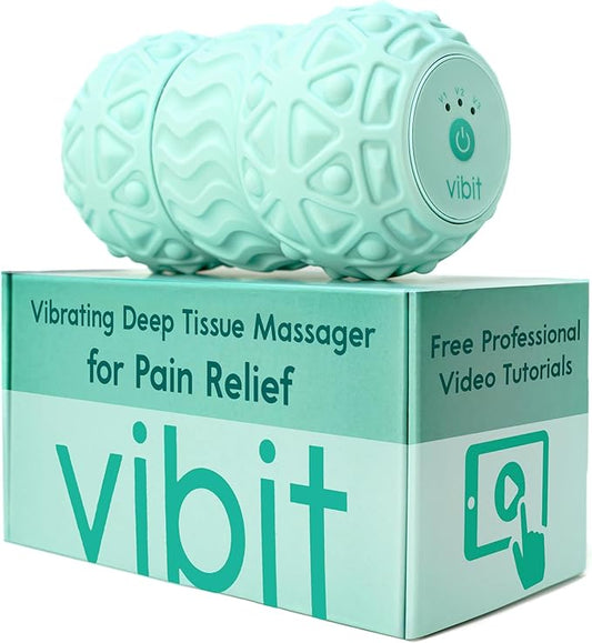 Vibit - Vibrating Massager for Plantar Fasciitis, Pain Relief and Sciatica, Foot and Body Portable Massage Roller, Deep Tissue Pain Relief from Feet to Neck, Electric, 3 Vibration Levels (Green) - Bloomnest