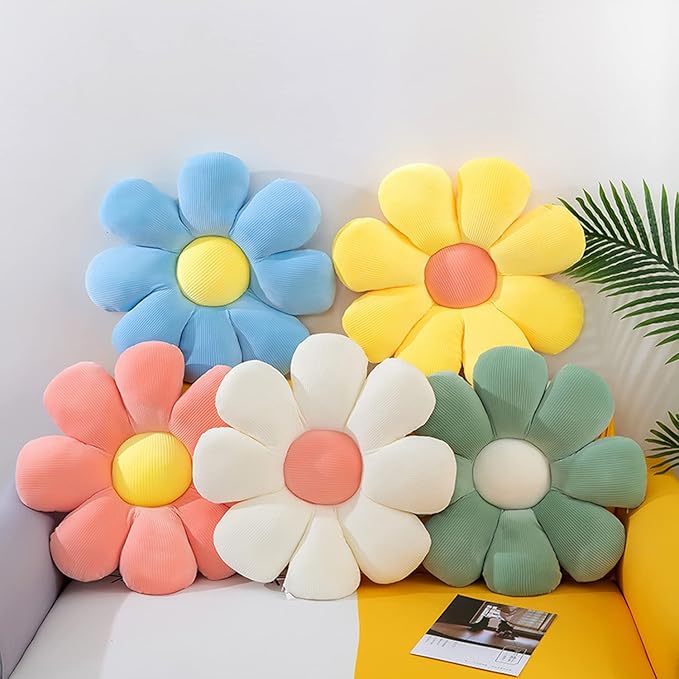 Flower Pillow, Flower Shaped Throw Pillow Floor Pillow Soft Seating Cushion Room Decor Plush Pillow for Bedroom, Sofa, Bed, Reading (15 inch, Yellow) - Bloomnest