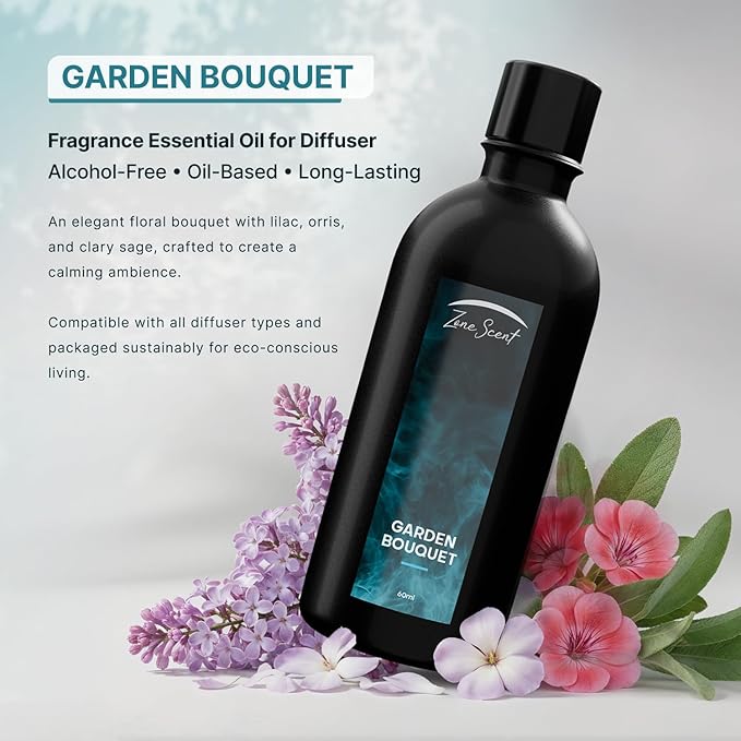 Garden Bouquet Luxury Essential Oil for Diffusers - Calming Floral Aromatherapy with Lilac & Orris - Herbal Scent for a Serene Home ZoneScent