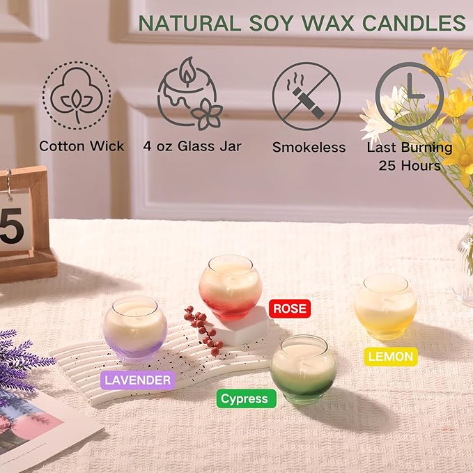Scented Candles Set 12 Pack, Jar Candles for Home Scented, 4 oz Small Soy Wax Candle, 25 Hour Long Lasting, Aromatherapy Relaxing Candle for Women, Decorative, Christmas Gift - Bloomnest