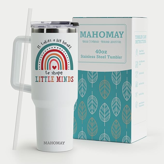 Insulated Teacher Coffee Mug - 40oz Stainless Steel Tumbler with Handle - Perfect for Christmas or Teacher Appreciation Gifts - Bloomnest