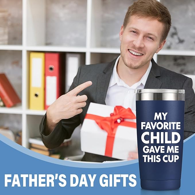 MASGALACC Birthday Gifts For Dad From Daughter, Son, Kids - Husband Present Ideas Coffee Mug For Bonus-Dad, Valentines Fathers Day Christmas - 20 Oz Tumbler, Navy Blue