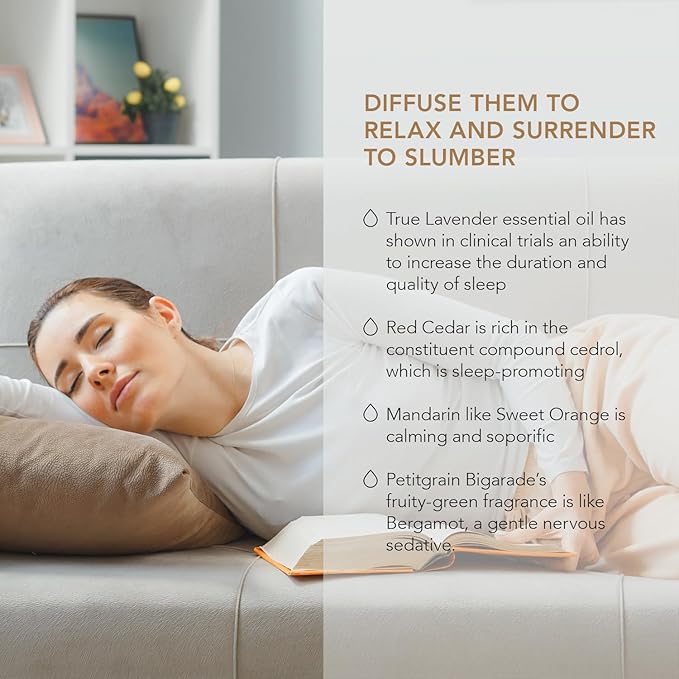 Slumber Essential Oil Kit – True Lavender, Red Cedar, Mandarin, and Petitgrain Bigarade – Organic & Wildcrafted – ISO Certified – No Synthetic Fillers – Ethically Sourced - Bloomnest