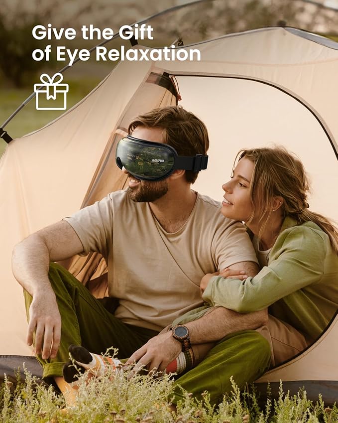 RENPHO Eyeris 1 Eye Massager with Heat, Birthday Gifts for Mom Dad Women Men Her Him, Sleep Mask with Heat Bluetooth Music, Relax Eye - Bloomnest