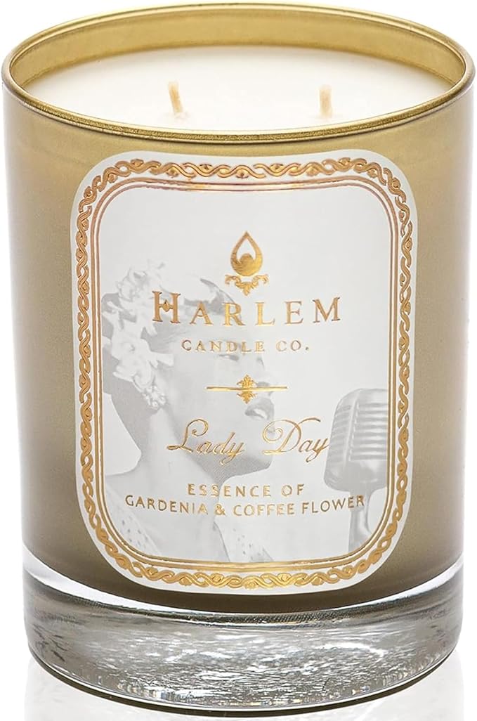 HARLEM CANDLE CO. Lady Day - Luxury Scented Soy Candle, 11 oz - 80-Hour Burn Time | Gardenia, Jasmine, Lush Green Leaves, Neroli Blossom, and Coconut Milk | Scented Candles for Home - Bloomnest