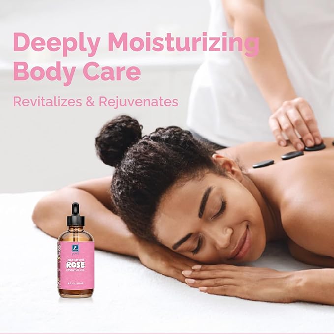 Rose Essential Oil 4 Oz, 100% Pure Natural Rose Oil for Diffuser, Skin, Hair, Body, Face Care, Perfume DIY - Bloomnest