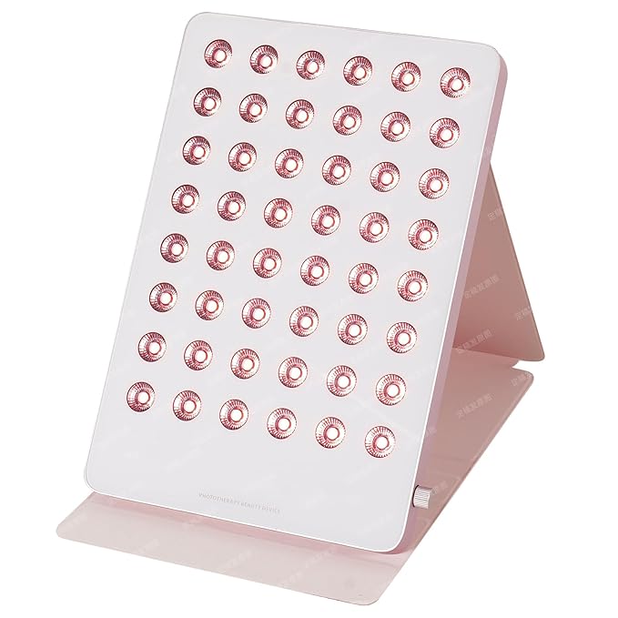 Red Light Therapy Panel for Face & Body - Portable 195 LED 4-in-1 Multi-Wave (415/590/660/850nm) Near Infrared Red Light Therapy Device with Protective Goggles, 10 Phototherapy Modes, Pink Bloomnest