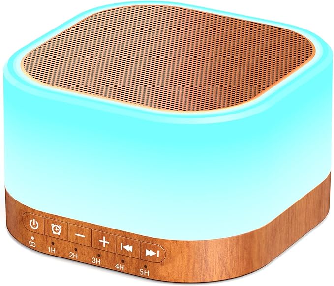 SleeZOO Sound Machine White Noise Machine with 25 Soothing Sounds 12 Colors Light with 10 Adjustable Levels 32 Adjustable Volumes 5 Timers Portable Sleep Machine for Adults Kids Baby (Wood) - Bloomnest
