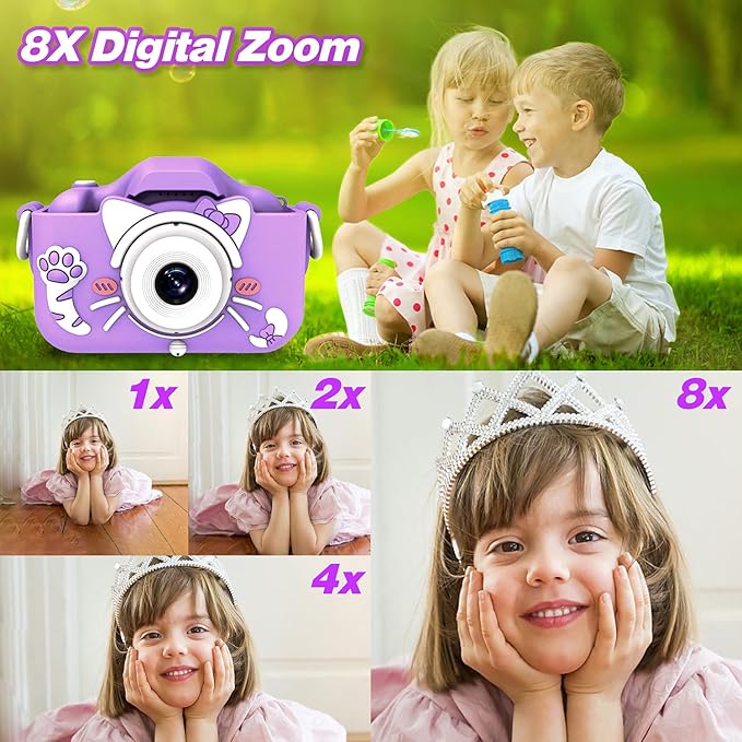Goopow Kids Camera Toys for 3-8 Year Old Girls Boys,Children Digital Video Camcorder Camera with Cartoon Soft Cover, Best Chritmas Birthday Festival Gift for Kids - 32G SD Card Included - Bloomnest