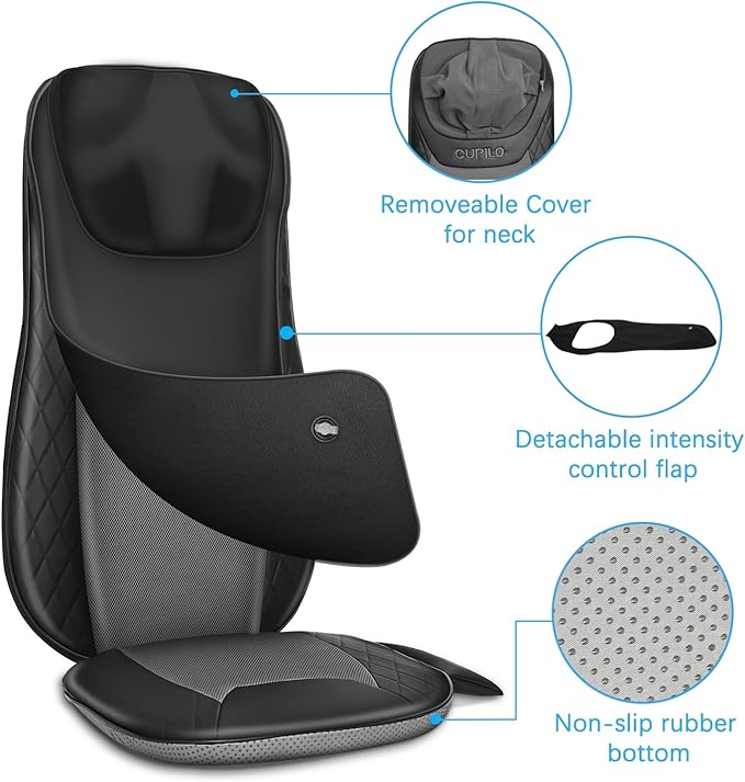 Shiatsu Neck & Back Massager with Heat, Massage Chair Pad Cushion for Stress Relief, Inflatable Flaps Back Support, Kneading or Rolling Chair Seat Massage,Ideal Gifts for Men,Women,Family - Bloomnest