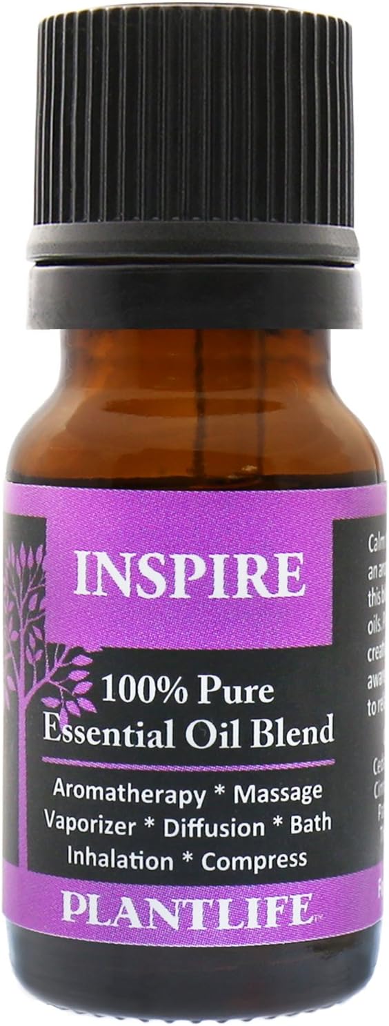 Plantlife Inspire Aromatherapy Essential Oil Blend - Straight from The Plant 100% Pure Therapeutic Grade - No Additives or Fillers - Made in California 10 ml - Bloomnest