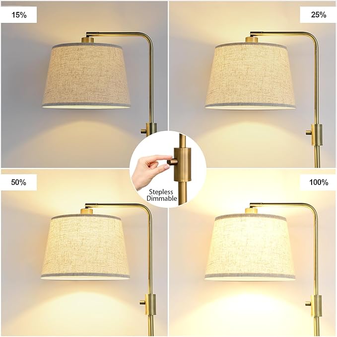 Nintiue Dimmable Floor Lamp, 1000 LM LED Edison Bulb Included, Arc Floor Lamps for Living Room Modern Standing Lamp Tall Lamps for Living Room Bedroom-Brass - Bloomnest