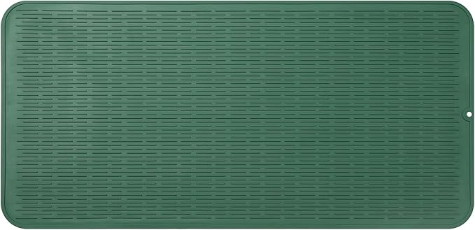 Silicone Dish Drying Mat for Multiple Usage,Easy clean,Eco-friendly,Heat-resistant Silicone Mat for Kitchen Counter or Sink,Refrigerator or Drawer Liner Green 5XL 36inches x 18inches - Bloomnest