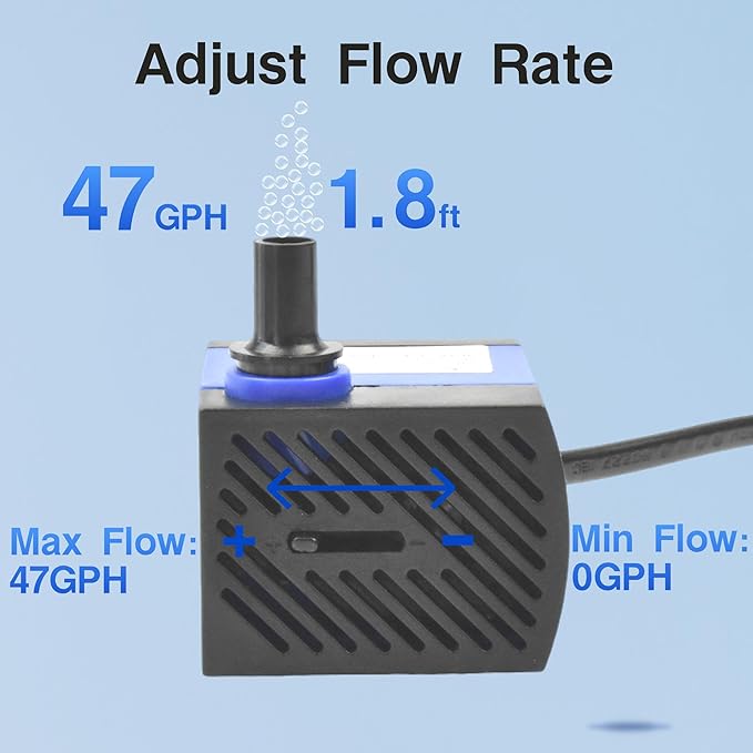 CONQUERALL Submersible Pond Pump 47GPH Ultra Quiet 3W Water Changer for Small Water Features - Bloomnest